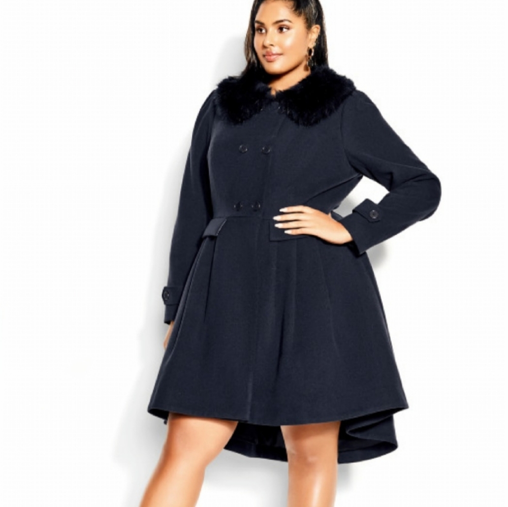 NWT |CITY CHIC| Navy Grandiose Coat | Size 18
